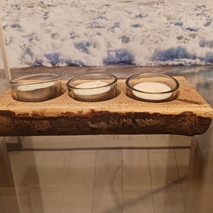Natural Half log 3 candle holder