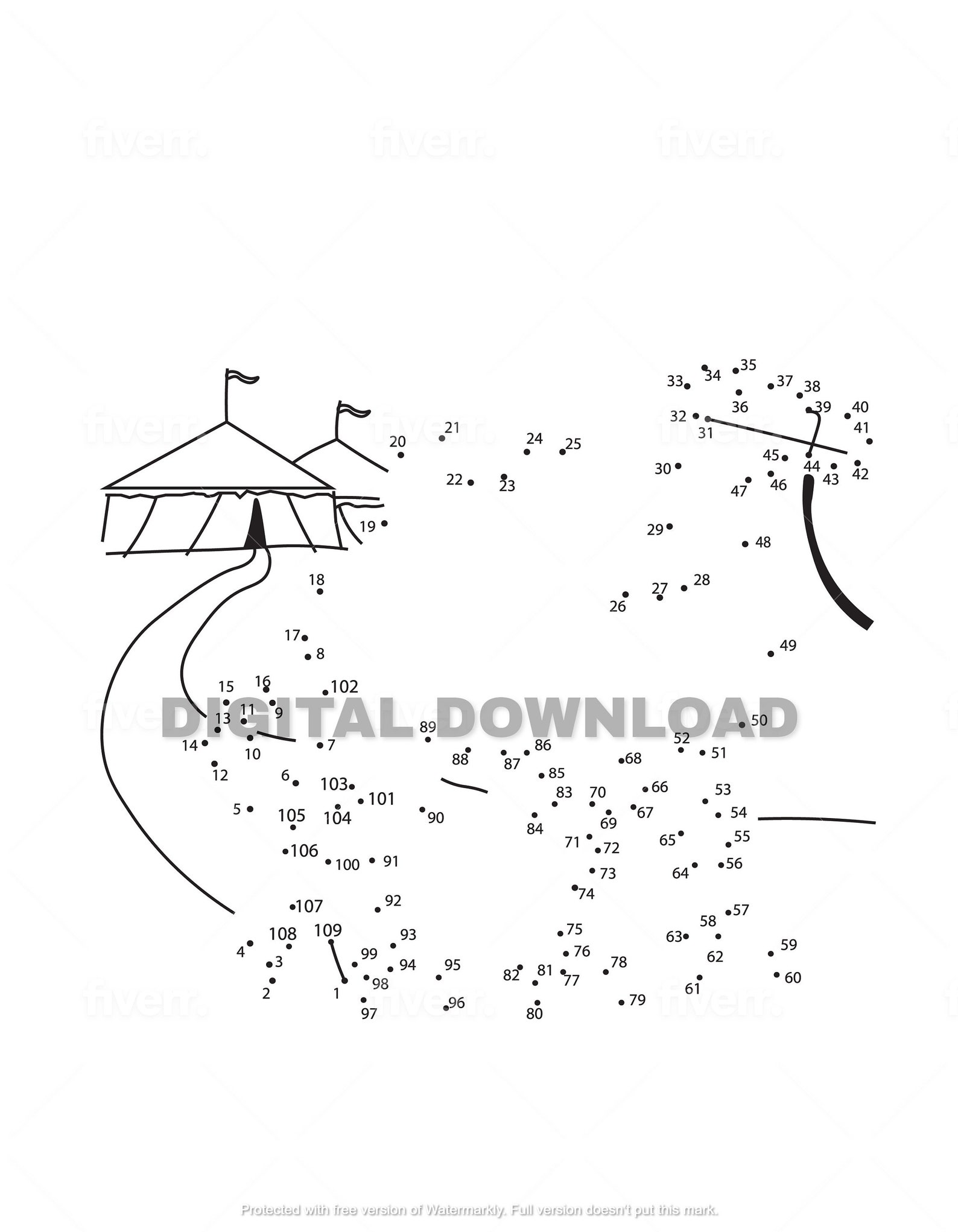 Circus Dot to Dot Colouring Pages Digital Download - Etsy