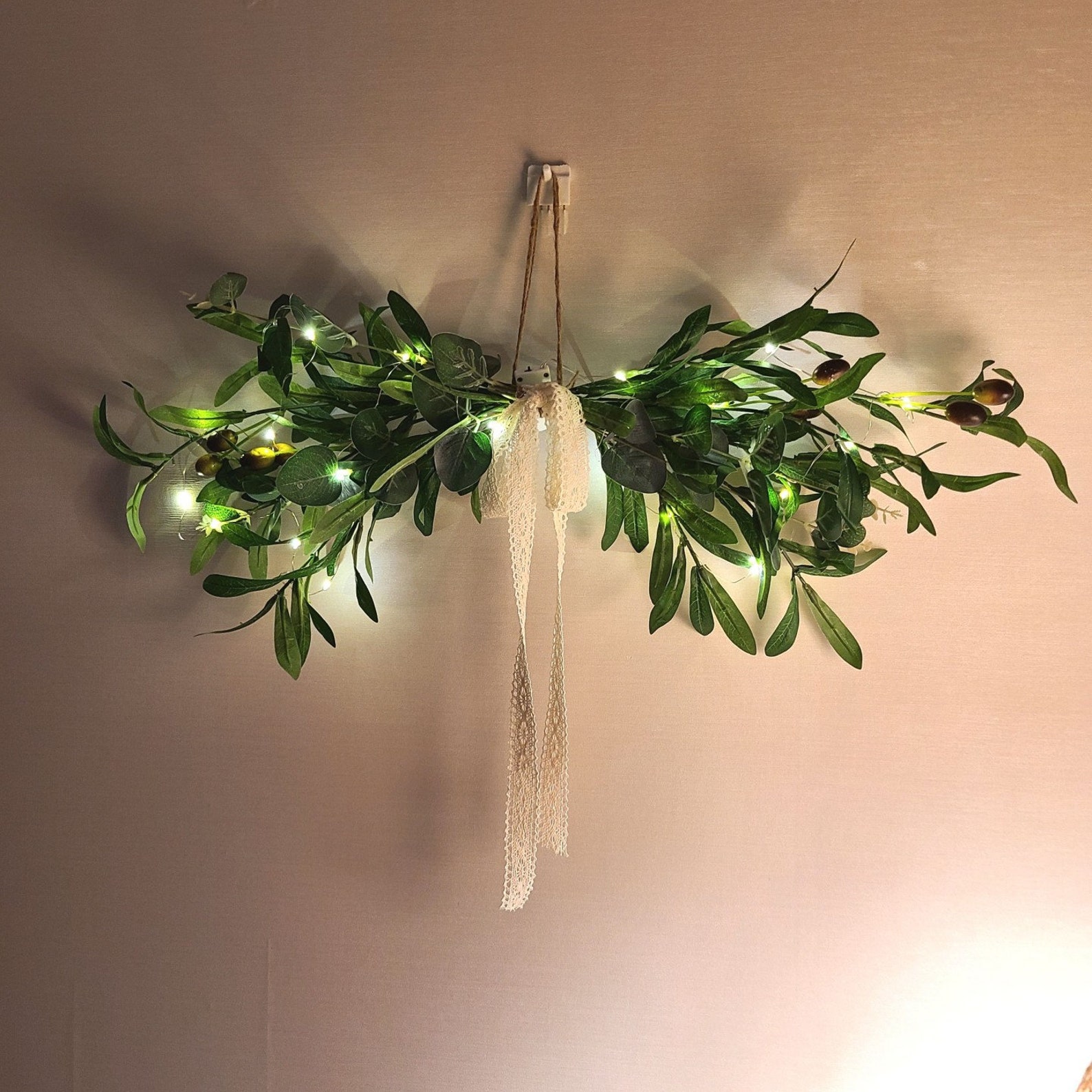 Artificial Olive Tree Garland LED Light Wall hanging decor Etsy