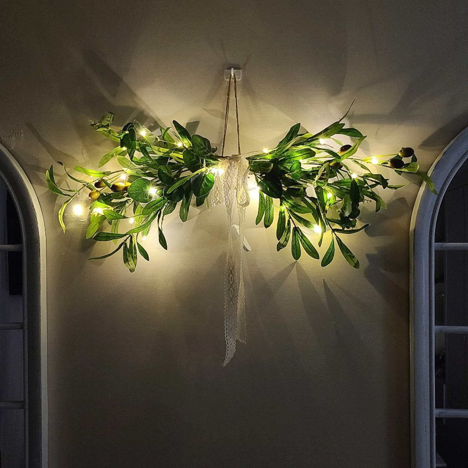 Artificial Olive Tree Garland LED Light Wall hanging decor Etsy