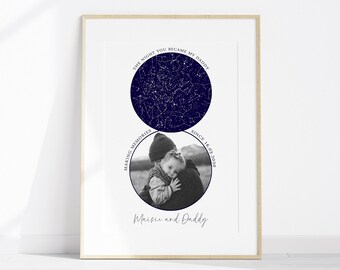 Personalised Star Map Print | Personalised Gift to Dad from Kids | Personalised Gift for Dad | The Night you Became my Daddy Print