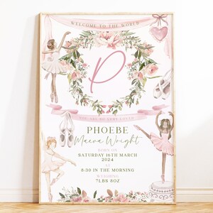 Impression personnalisée bébé nouveau-né | Nouveau cadeau pour bébé | Cadeau nouveau-né | Impression personnalisée pour chambre de bébé | Cadeau bébé fille | Imprimé chambre de bébé ballet