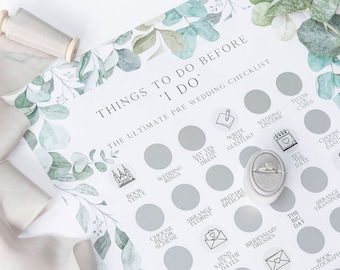 Wedding Planning Scratch Poster | Engagement Gift | Bride to Be Gift | Eucalyptus