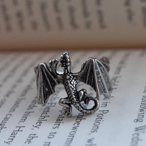 Verstellbarer Drachen Ring - Antik Silber Ton Gothic Ring