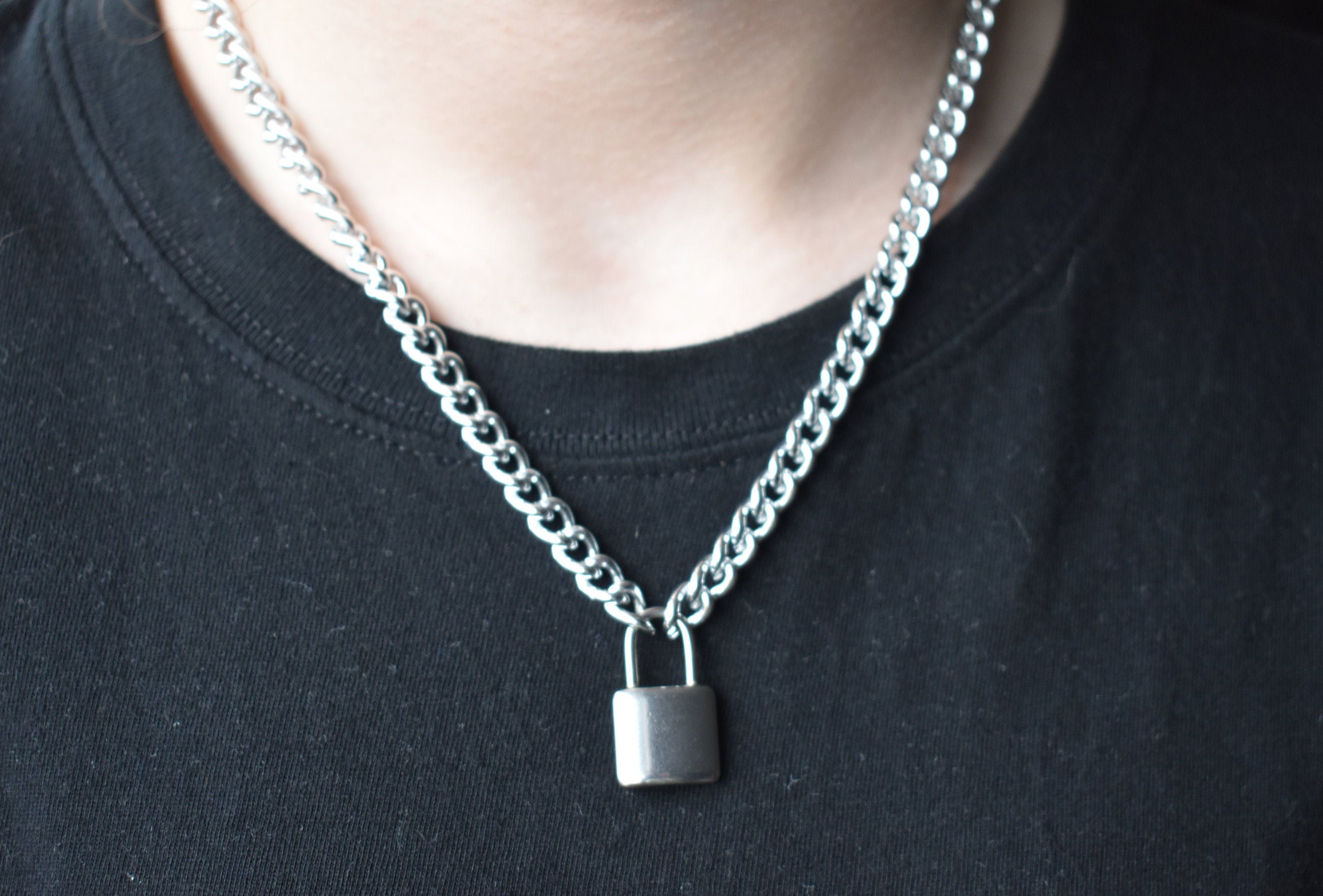 Padlock Chain Necklace Padlock Chain Chain Padlock Steel Etsy