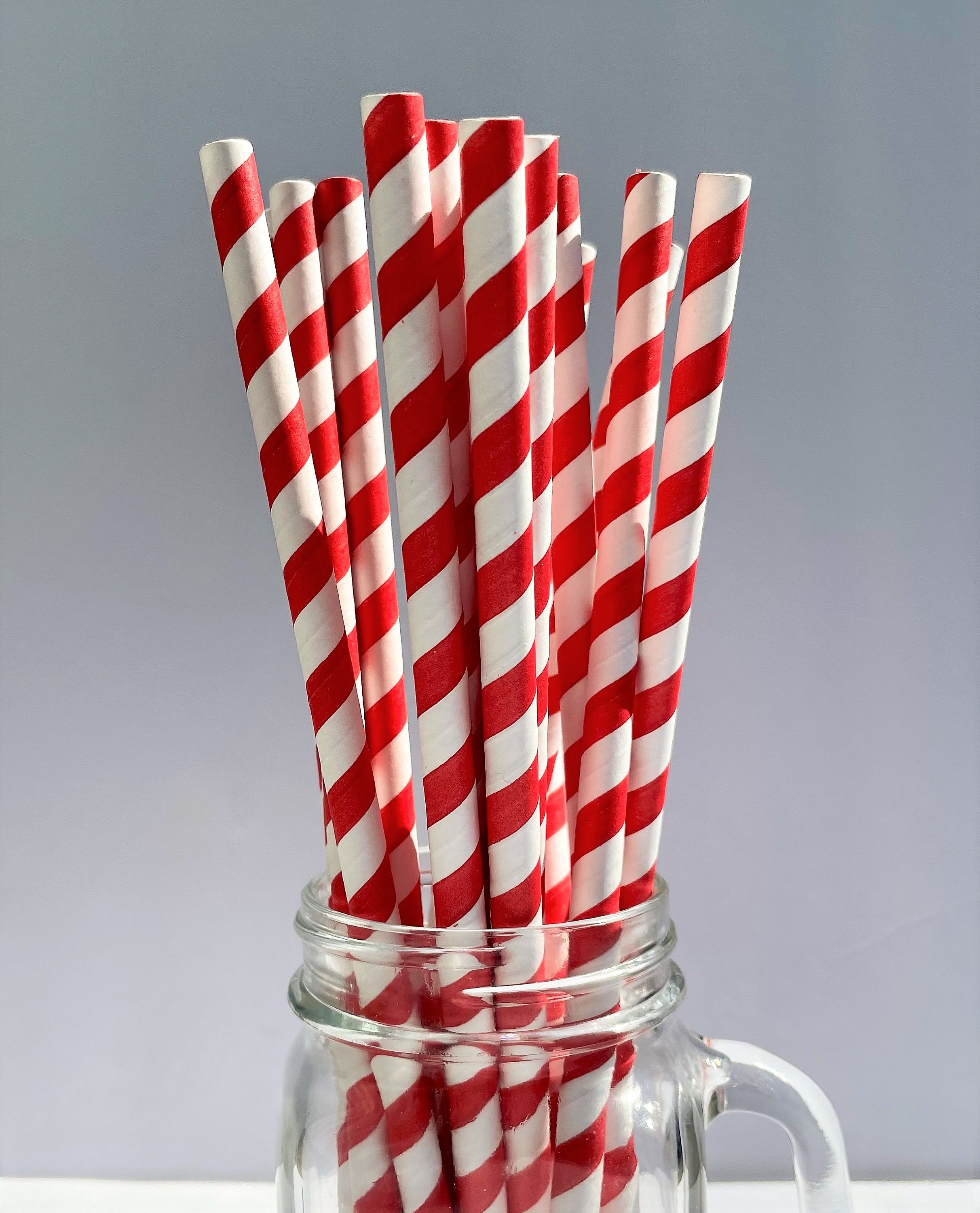 Red and white paper straws set of 10 party straws 10 ct Etsy