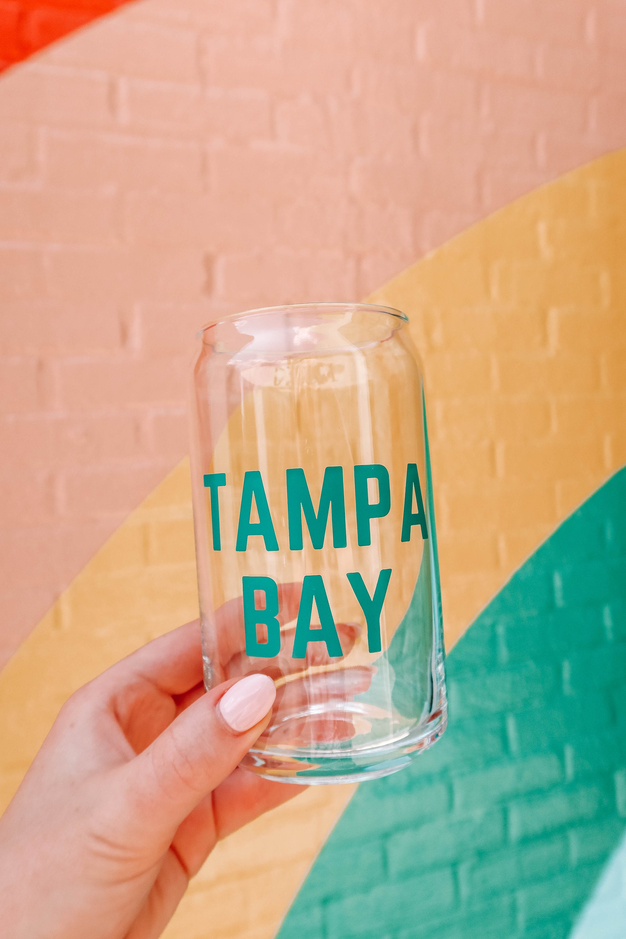Iced Coffee 16oz Glass, Glass Coffee Cup, Beer Can Glass, Tampa Bay Etsy