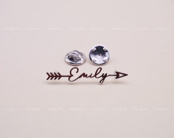 Arrow with Name Brooch, Personalized Brooch Pin, Custom Brooch, Gift for Her, 925 Sterling Silver Brooch, Silver, Gold, Rose Gold, H2001