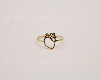 Heart Ring, Brain Ring, Lung Ring, and More Anatomical Human Organs Ring, 925 Sterling Silver Ring, Silver, Gold, Rose Gold, R1010