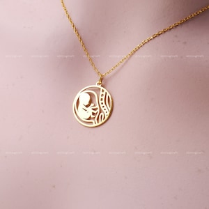 Baby in Womb Necklace, Fetus Necklace, Pregnancy Announcement, 925 Sterling Silver Necklace, Silver, Gold, Rose Gold, N1027