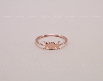 Moon Ring, Triple Moons Ring, Moon Phase Ring, Celestial Ring, Crescent Moon, 925 Sterling Silver Ring, Silver, Gold, Rose Gold, R1013