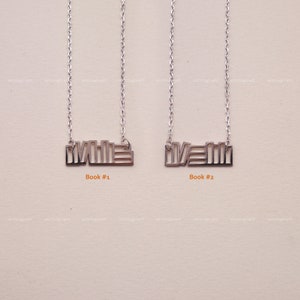 Book Pendant, Book Necklace, Book Lover Gift, Book Charm, 925 Sterling Silver Necklace, Silver, Gold, Rose Gold, N1014