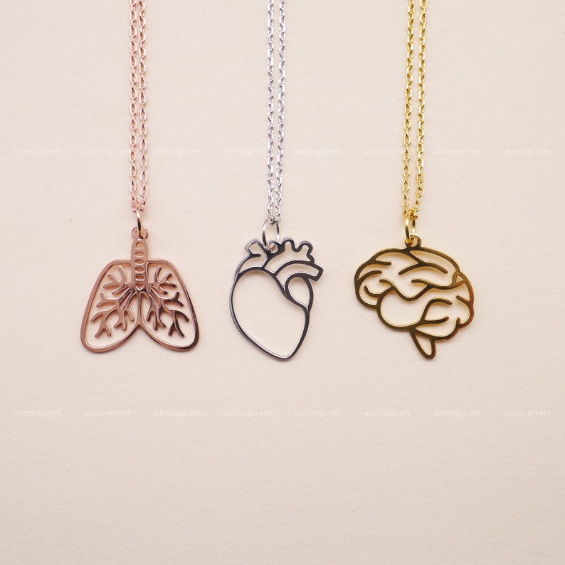 Brain Necklace Human Organ Necklace Heart Lung Kidney Etsy