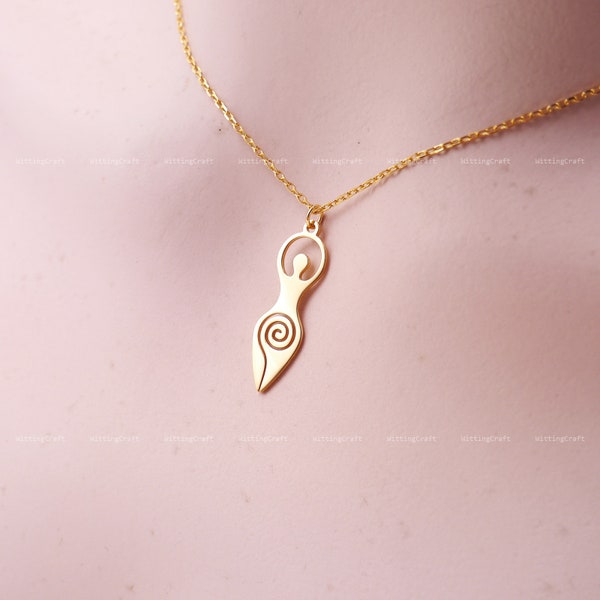 Collar de diosa espiral, Divino Femenino, Espiritualidad, Fe, Regalo para mamá, Collar de plata de ley 925, Plata, Oro, Oro rosa, N1030
