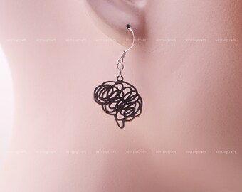 Messy Brain Earrings, Out of Mind, Anatomy, Biology, Zombie, 925 Sterling Silver Earrings, Silver, Gold, Rose Gold, E1004