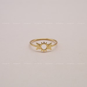 Sun Moon Ring, Moon Ring, Celestial Ring, Crescent Moon, Sun Ring, Gift for Her, 925 Sterling Silver Ring, Silver, Gold, Rose Gold, R1012