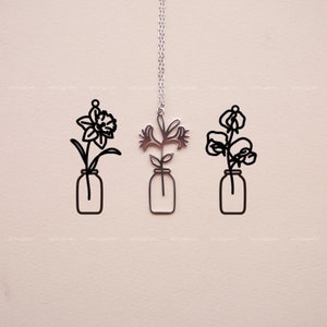 Colar de flores de nascimento, colar de flores em vaso do mês de nascimento, colar de prata esterlina 925, prata, ouro, ouro rosa, N1033