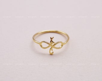 Infinity Ring, Initials Ring, Engagement Ring, 925 Sterling Silver Ring, Silver, Gold, Rose Gold, R2004