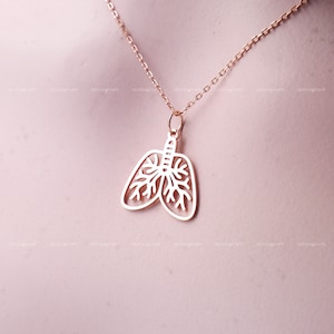 Lunge Halskette, Doktor Geschenk, Krankenschwester Geschenk, Anatomisches Organ, 925 Sterling Silber Halskette, Silber, Gold, Rose Gold, N1006