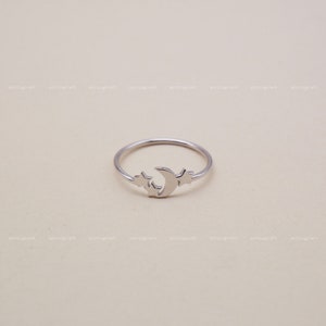 Moon Stars Ring, Moon Ring, Celestial Ring, Crescent Moon, Gift for Girlfriend, 925 Sterling Silver Ring, Silver, Gold, Rose Gold, R1011