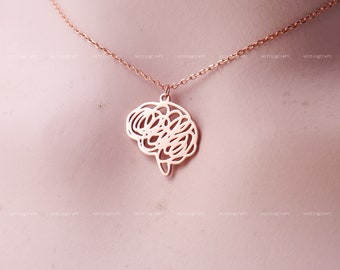 Mess in Brain Necklace, Out of Mind, Anatomy, Biology, Zombie, 925 Sterling Silver Necklace, Silver, Gold, Rose Gold, N1011