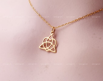 Celtic Knot Necklace, Celtic Trinity Knots, Triquetra, Heart, 925 Sterling Silver Necklace, Silver, Gold, Rose Gold, N1016