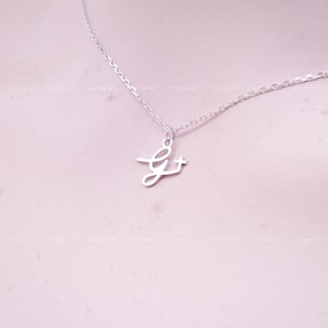 Colar inicial personalizado, colar de cruz, colar inicial minimalista, colar de prata esterlina 925, prata, ouro, ouro rosa, N2034
