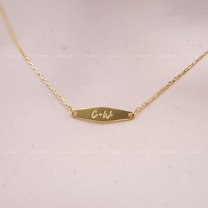 Collar con nombre personalizado, barra con nombre, etiqueta con nombre, collar con iniciales personalizado, collar de plata de ley 925, plata, oro, oro rosa, N4004