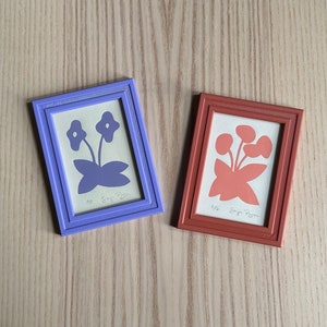 Monochrome Framed Mini Floral Linocut Prints