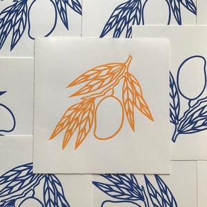 Mango Branch Linocut Art Print