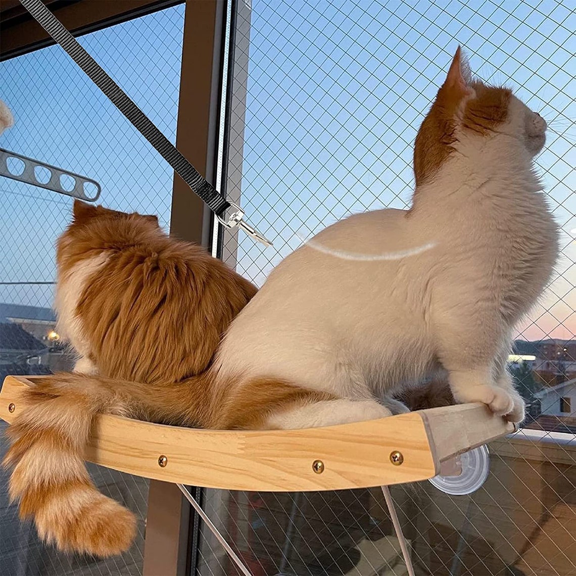 Katzen Fensterbank handgefertigt Makramee Katzen
