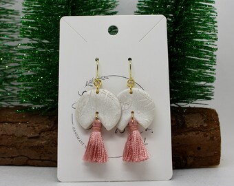 Tassel Earrings - Pink Tassels - Dainty - Statement Earrings - Polymer Clay - 14k Gold Plated - Gifts For Her - Christmas Gift Ideas