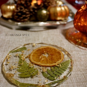 Resin Coaster 2 - Real Pressed Flower , leaf and Fern  - Cottage Core Gift - West Coast