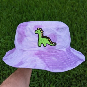 Dino Tie Dye Bucket Hat - Trippy Rave Hat Festival Accessories - Psychedelic Dinos Bucket Hat Tie Dye Lost Lands Rave Outfit Festival Outfit