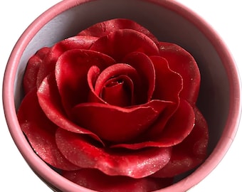 Rubinrot, 3D-Rosenrouge, schimmerndes Rouge, leuchtendes Rouge, Rosenblüten-Rouge, Muttertagsgeschenk