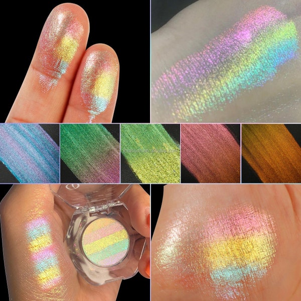 Rainbow highlighter, 26mm Pan, Highlighter Makeup, Holographic Highlighter, Multichrome Eyeshadow