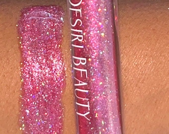 Holographic Pink Glitter Lipgloss, High Shine Cruelty Free Lippie
