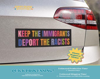 Keep the Immigrans Deport the Racistes Autoaufkleber, Anti-Trumpf-Autoaufkleber, FAFO-Autoaufkleber, Anti-Elon, politischer Autoaufkleber