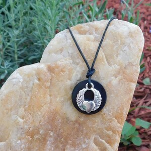 Angel Wing Shungite Necklace & Pendant | Authentic Healing Gemstone | Handmade in USA | Unisex Teen Boho | 5G EMF Protector | Birthday Gift