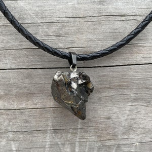 Elite Noble Raw Shungite Pendant & Leather Necklace (3-5 gr) | Authentic Handmade in USA | Unisex | 5G EMF Protector | Birthday Gift Idea