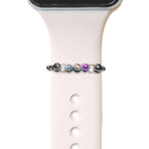 Shungite Galaxy Tigers Eye Crystal Smart Watch Band Charm Loop Decor | Apple iWatch Galaxy Smartwatch | 5G EMF Protector | Trendy Gift Idea