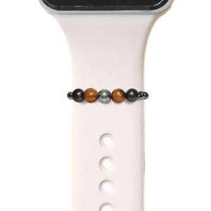 Triple Protection Smart Watch Band Charms Loops | Shungite Tigers Eye Hematite | Apple iWatch Galaxy Smartwatch | 5G EMF Protector | Gift