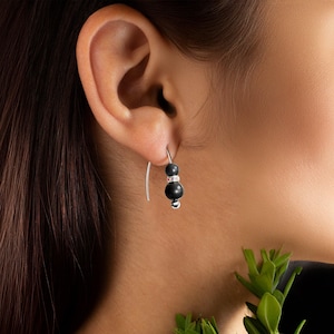 Genuine Shungite Sterling Silver Earrings | Authentic Shungite Crystals 925 Sterling Silver Hooks | Karelian 5G EMF Protector | Unique Gift