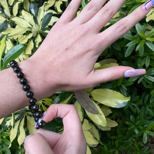 Shungite Stretch Bracelet | Natural Authentic Gemstone Crystal 8mm Bead | Unisex Men Women | 5G EMF Protector | Birthday Gift Idea
