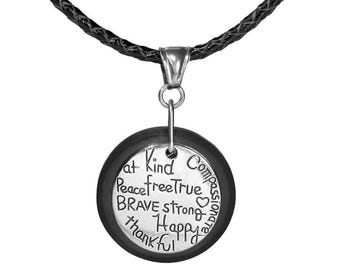 Shungite Inspirational Gratitude Pendant and Necklace