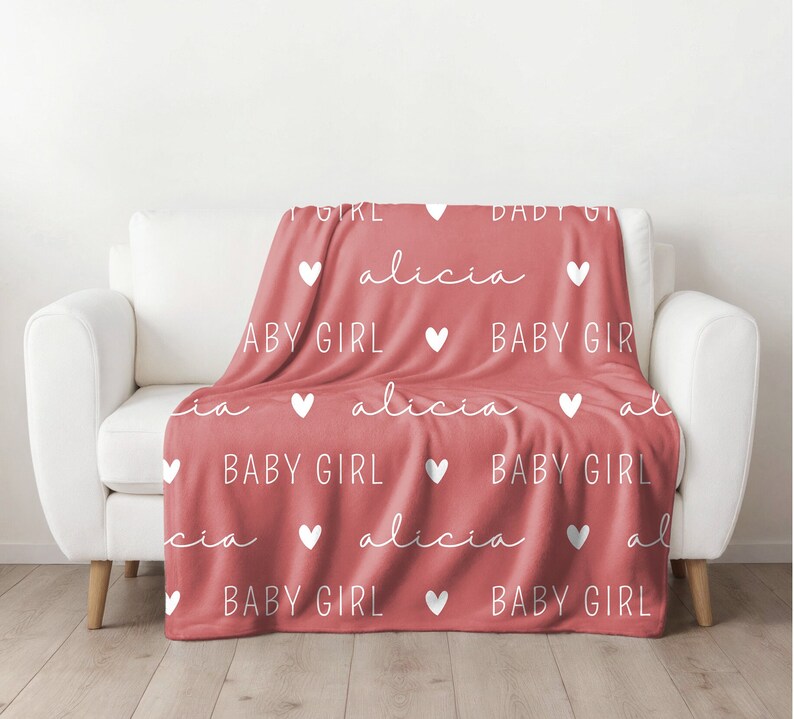 Custom Baby Girl Blanket, Baby Name Blanket, Personalized Baby Blanket