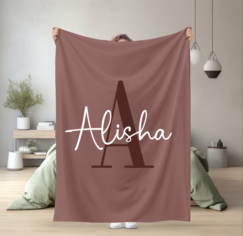 Personalized Blanket With Name, Custom Initial Throw Blanket, Monogram