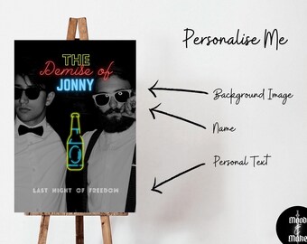 Instant Download: Neon Customizable Digital Templates for Special Occasions Stag Do / Bachelor Night / Birthday