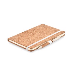 A5 cork cover notebook with lined paper and pen with cork barrel. image 3