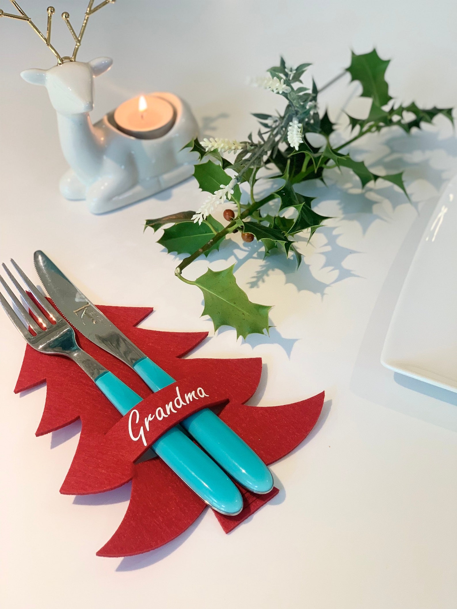 Personalised Christmas Cutlery Holder Set of 4 Etsy UK